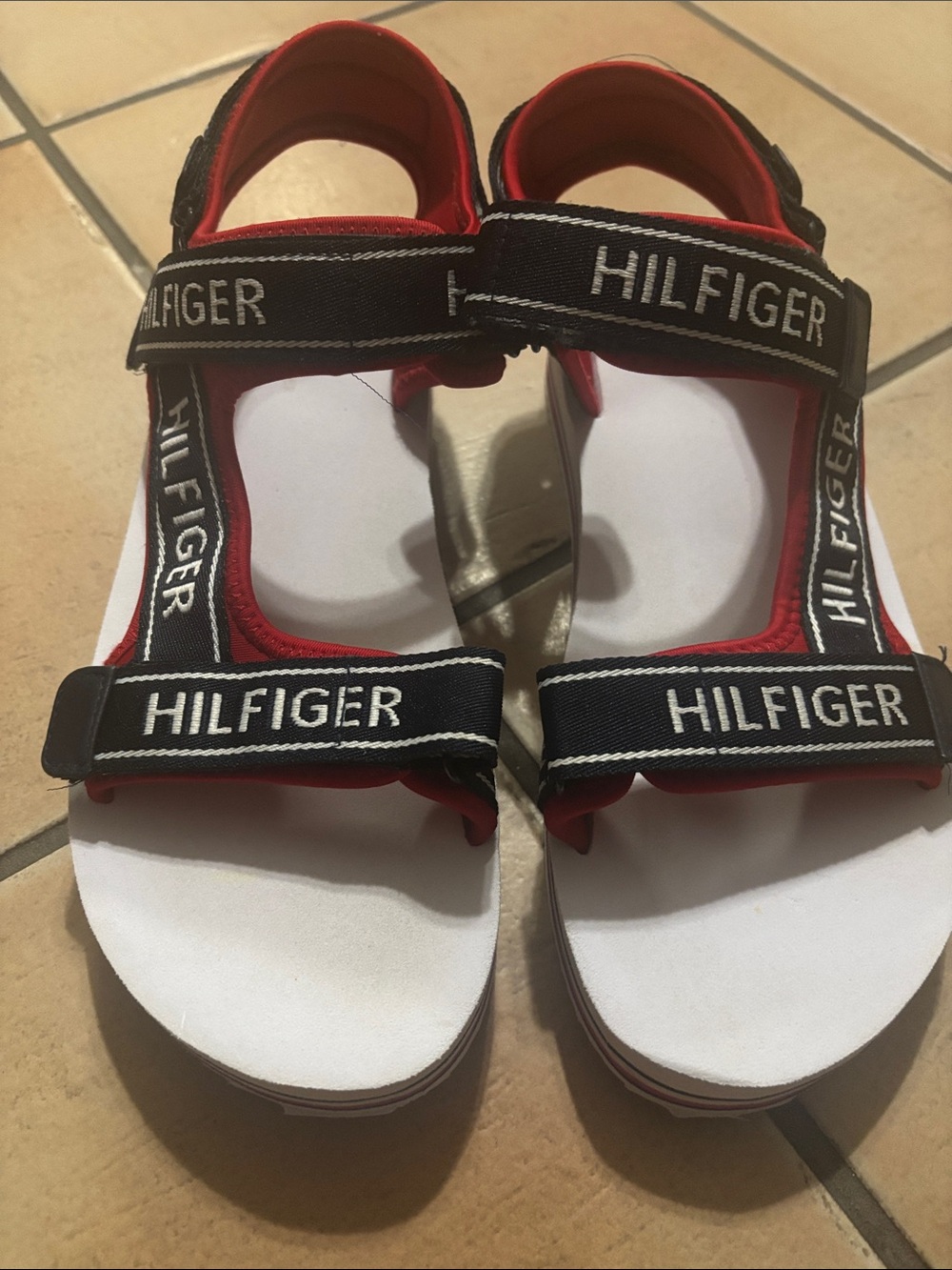 Tommy Hilfiger Blue, White & Red Logo Strap Sandals - Picture 2 of 5